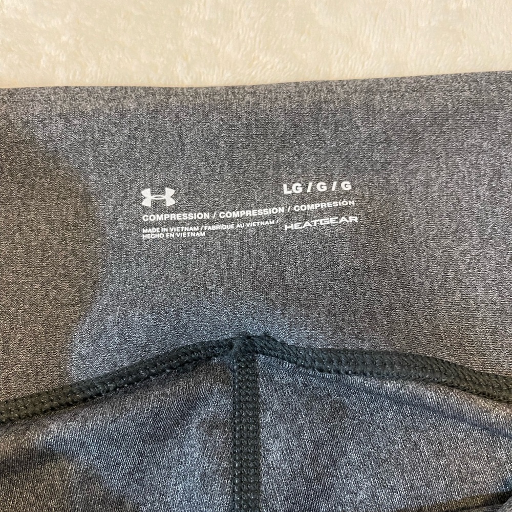 Under Armour HeatGear Capri Leggings Charcoal Gray High Waisted w/ Side Pocket - Picture 3 of 8